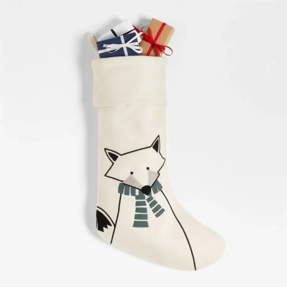 Crate & Barrel Arctic Friend Fox Christmas Stocking by Joan Anderson 21